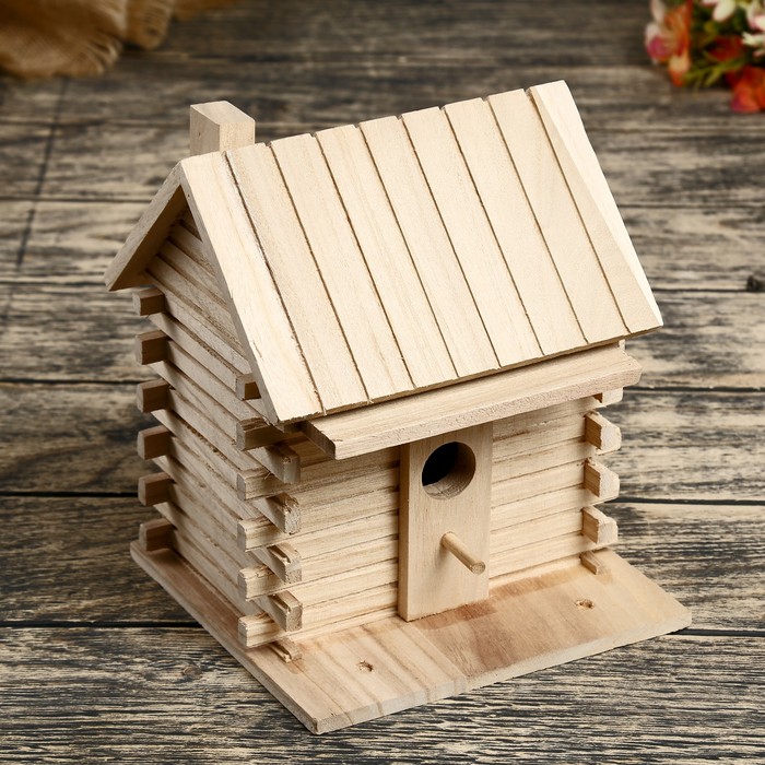 Сувенир дерево под роспись "Домик из бруса" 19,5х16,3х15,5 см