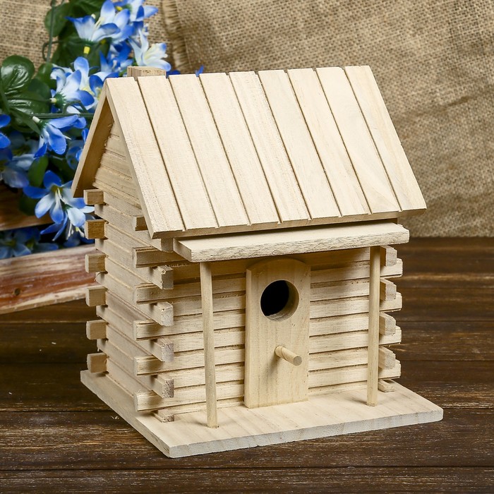 Сувенир дерево под роспись "Домик из бруса" 19,5х16,3х15,5 см