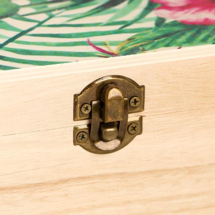 Шкатулка дерево "Экзотические цветы в листьях" 9х20,8х15,7 см