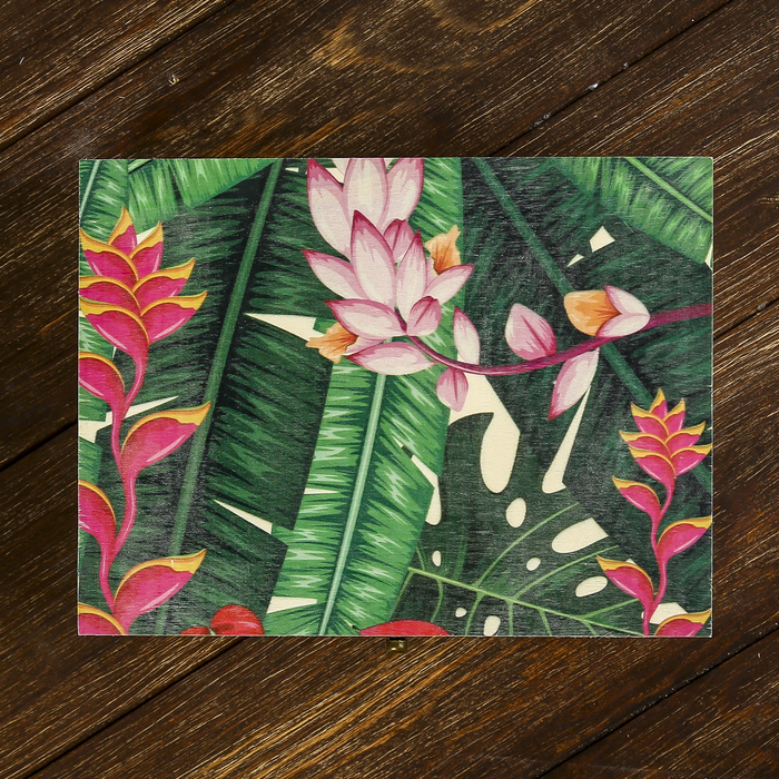 Шкатулка дерево "Тропический лес ночью" 9х20,8х15,7 см