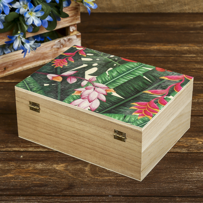 Шкатулка дерево "Тропический лес ночью" 9х20,8х15,7 см