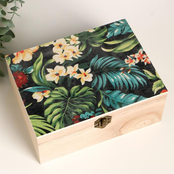 Шкатулка дерево "Цветущие тропики" 9х20,8х15,7 см