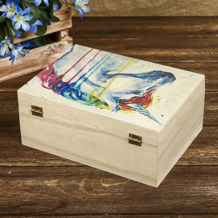 Шкатулка дерево "Единорог. Акварель" 9х20,8х15,7 см