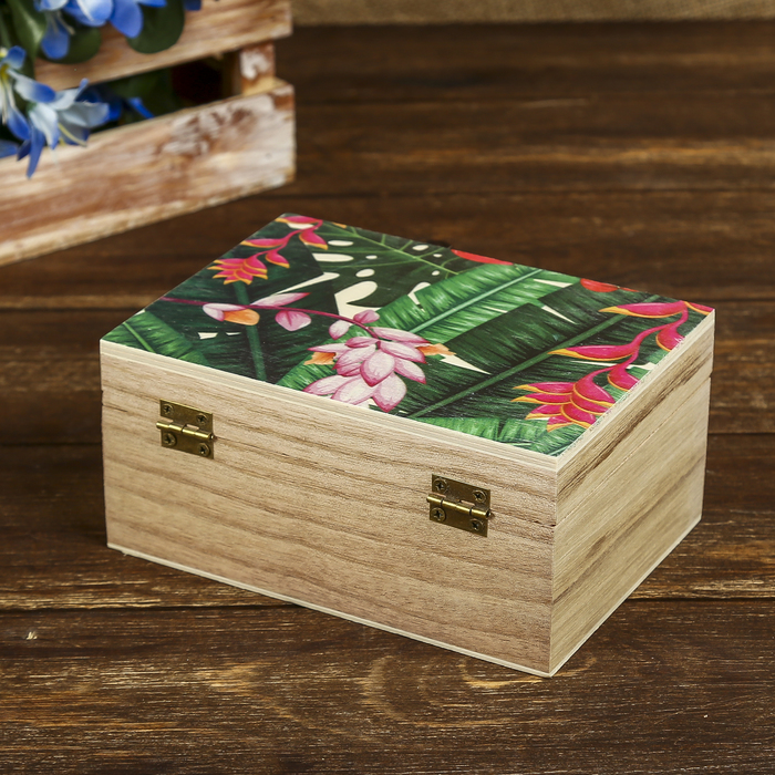 Шкатулка дерево "Тропический лес ночью" 7х15х10,5 см