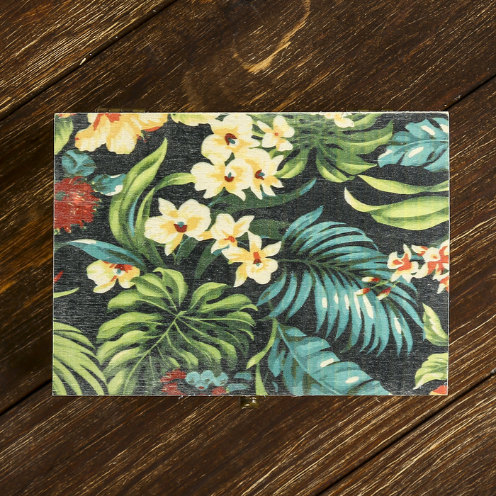 Шкатулка дерево "Цветущие тропики" 7х15х10,5 см