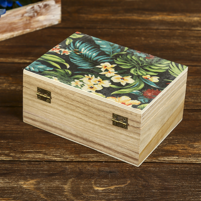 Шкатулка дерево "Цветущие тропики" 7х15х10,5 см