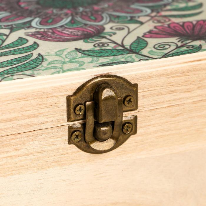 Шкатулка дерево "Сказочные цветы" 7х15х10,5 см