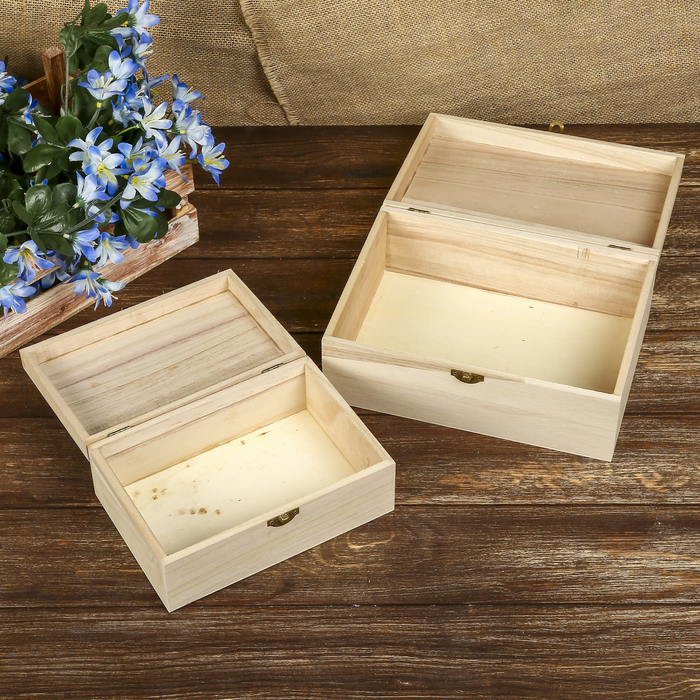 Шкатулка дерево под роспись "Прямоугольная" набор 2 шт 8х20х14, 10х25х18 см