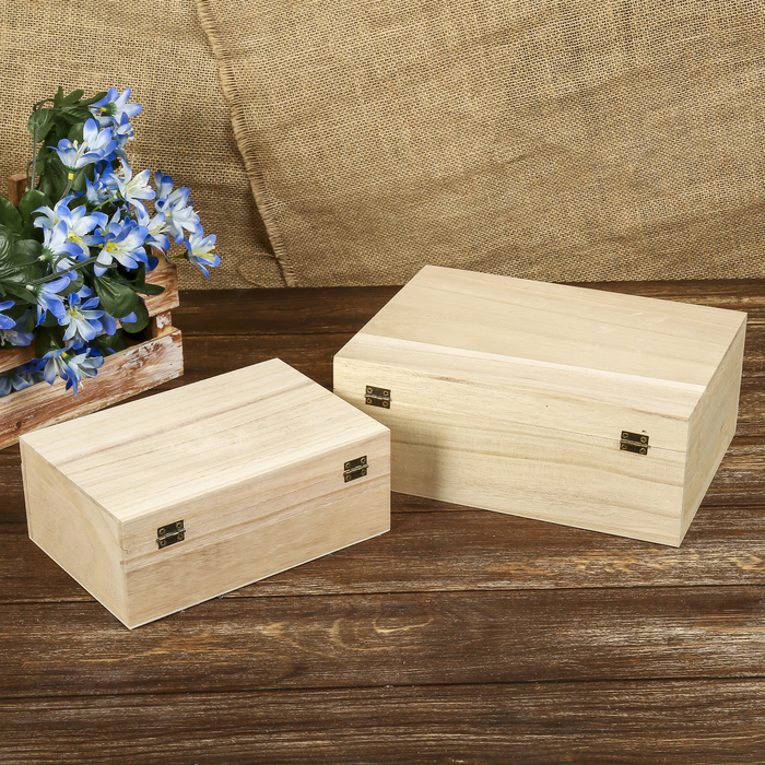 Шкатулка дерево под роспись "Прямоугольная" набор 2 шт 8х20х14, 10х25х18 см