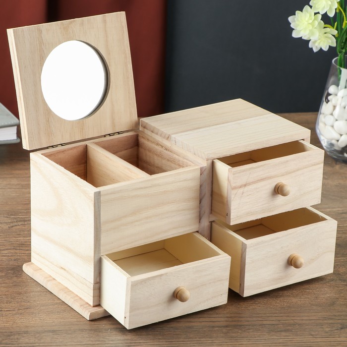 Шкатулка дерево под роспись "Комод с зеркалом" 12,8х25,5х11,7 см