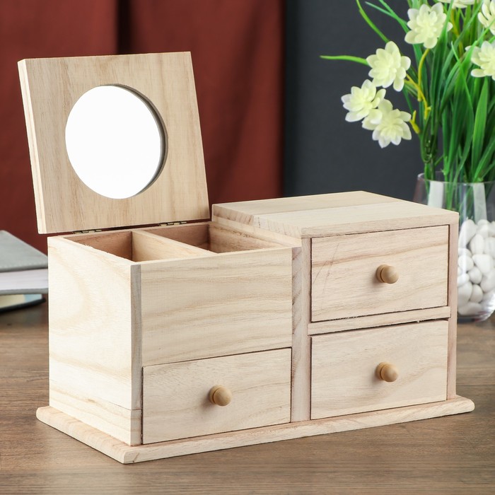 Шкатулка дерево под роспись "Комод с зеркалом" 12,8х25,5х11,7 см