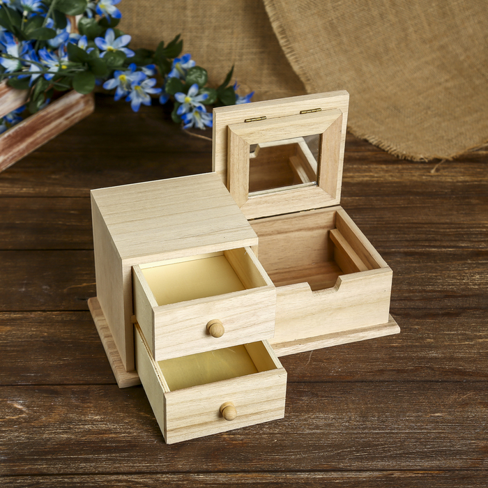 Шкатулка дерево под роспись "Комод 2 ящика и зеркало" 11,5х24,5х12 см