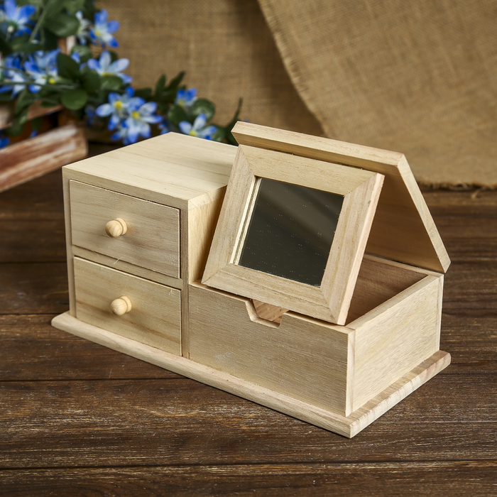 Шкатулка дерево под роспись "Комод 2 ящика и зеркало" 11,5х24,5х12 см