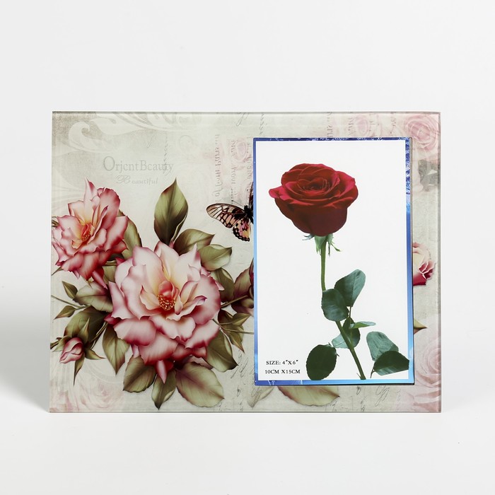 Фоторамка стекло 10х15 см "Распустившиеся розы" 17х22 см
