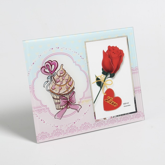 Фоторамка стекло 10х15 см "Пироженое" 17х22 см