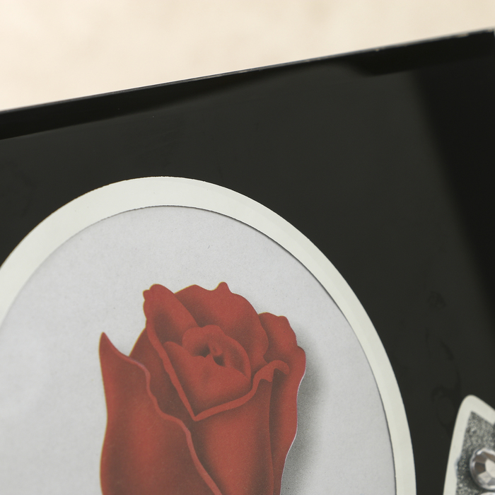 Фоторамка стекло 10х15 см "Зеркальная туфелька" чёрная со стразами 22х17 см