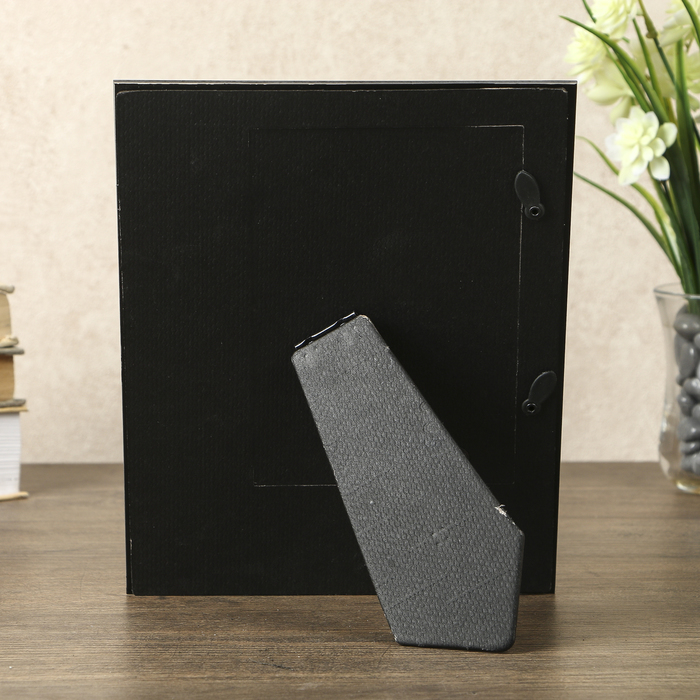 Фоторамка стекло 10х15 см "Зеркальная туфелька" чёрная со стразами 22х17 см