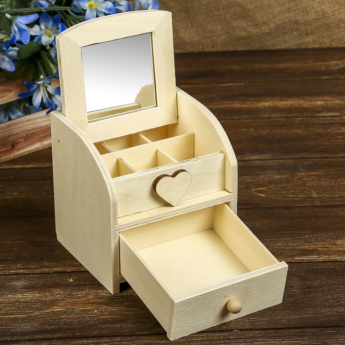 Шкатулка для росписи дерево "Комодик с зеркалом 1 ящик" 12х12х12 см