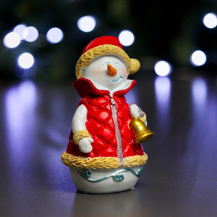 Фигура "Снеговик с колокольчиком" 8х7х12см