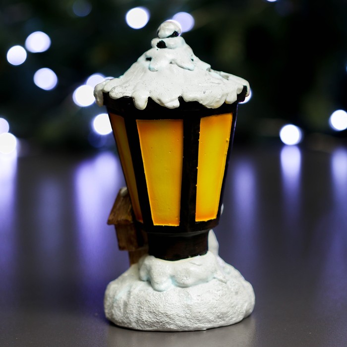 Фигура с подсветкой "Снеговик и фонарь" 10х10х20см