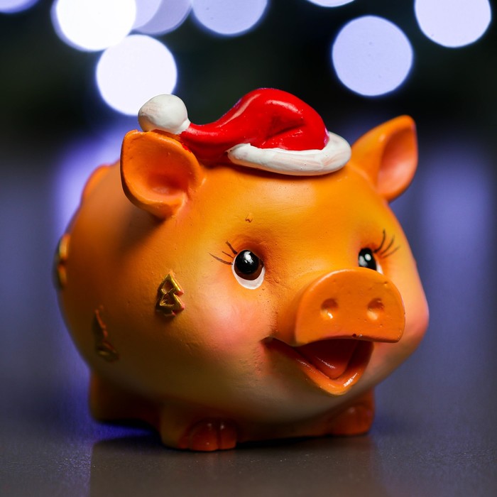 Копилка "Свинка в новогоднем колпаке" 6х9х8см