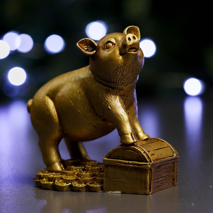 Фигура "Пиг на сундуке" 10х5х10см