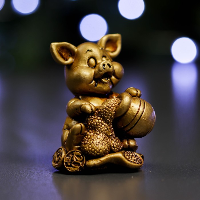 Фигура "Поросенок с кувшином" 5х4х7см