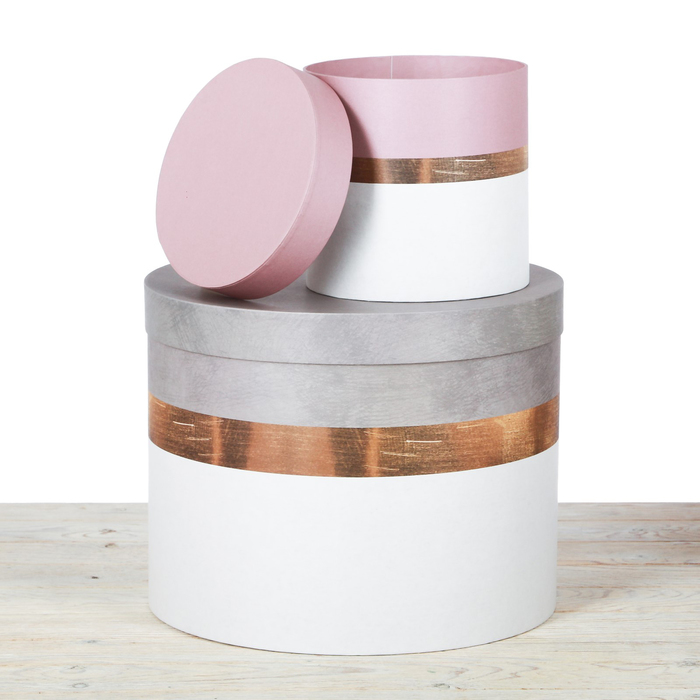 Набор круглых подарочных коробок 5в1, "Пантон 04", 30 х 24 - 15 х 15 см