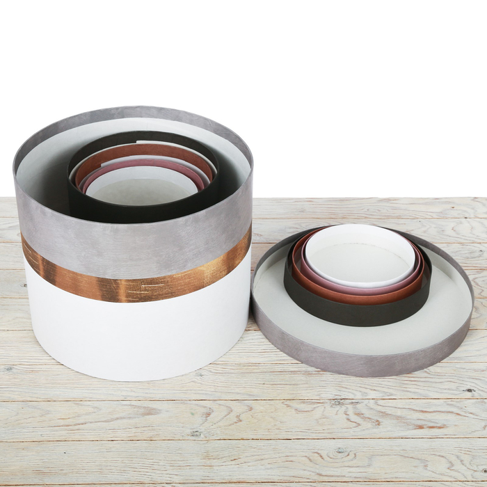 Набор круглых подарочных коробок 5в1, "Пантон 04", 30 х 24 - 15 х 15 см