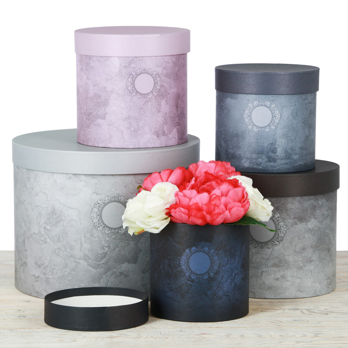 Набор круглых подарочных коробок 5в1, "Пантон 07", 30 х 24 - 15 х 15 см