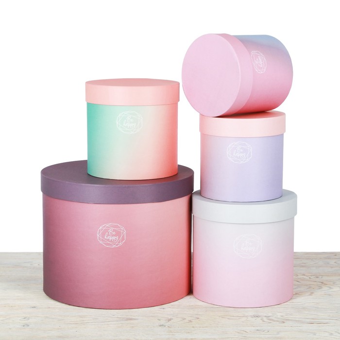 Набор круглых подарочных коробок 5в1, "Пантон 08", 30 х 24 - 15 х 15 см