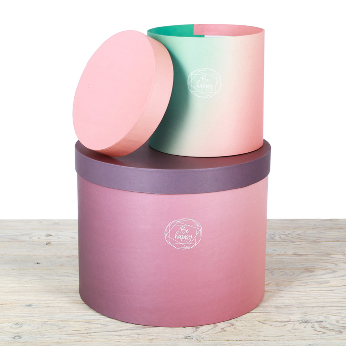 Набор круглых подарочных коробок 5в1, "Пантон 08", 30 х 24 - 15 х 15 см