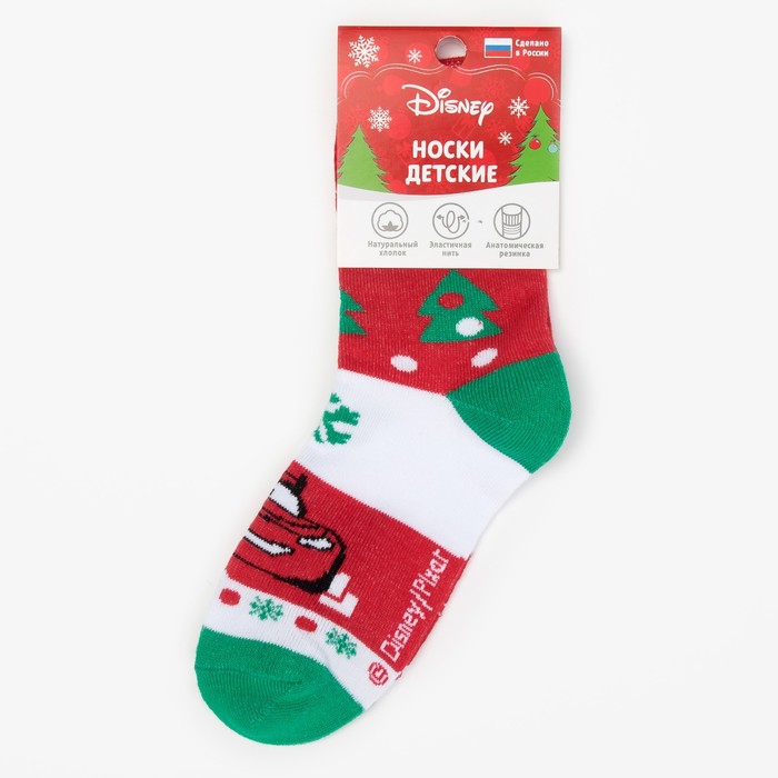 Носки детские "Елочки" Дисней, Тачки, 14-16 см, красный