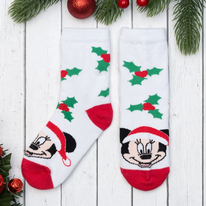 Носки детские "Омела" Дисней, Микки Маус, 14-16 см, белый