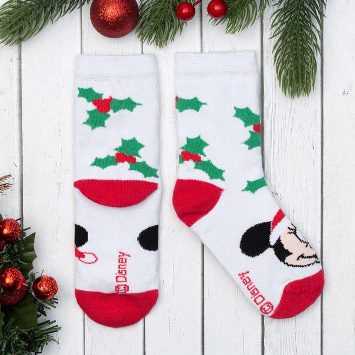 Носки детские "Омела" Дисней, Микки Маус, 18-20 см, белый