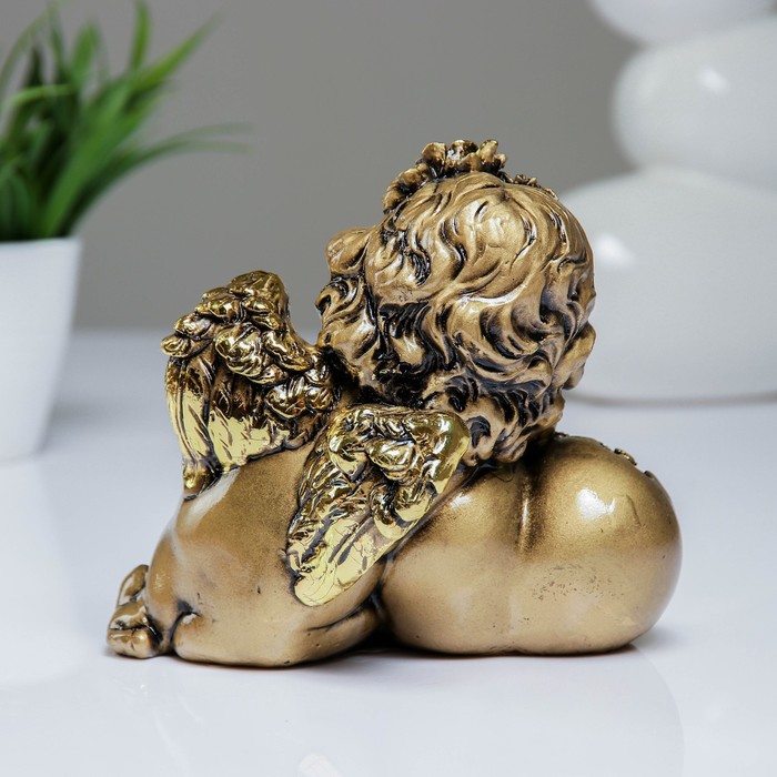 Фигука "Ангел. Сердце роз" золото 15х9х13см