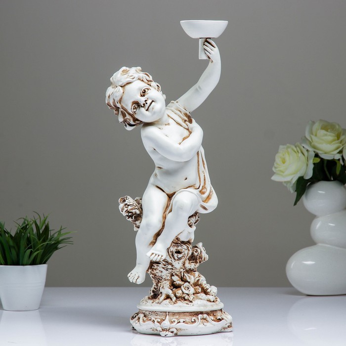 Подсвечник "Мальчик" антик 18х16х48см