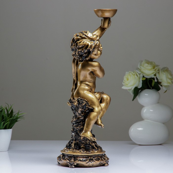 Подсвечник "Мальчик" золото 18х16х48см