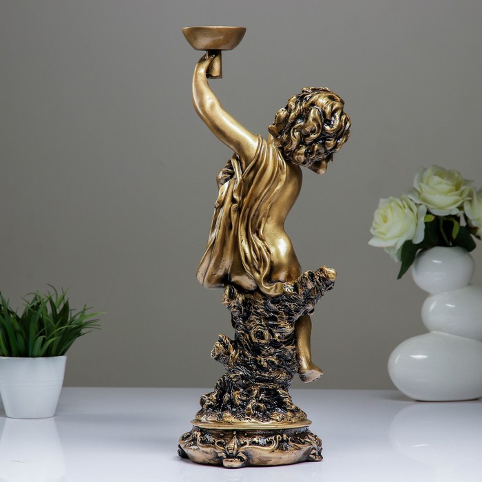 Подсвечник "Мальчик" золото 18х16х48см