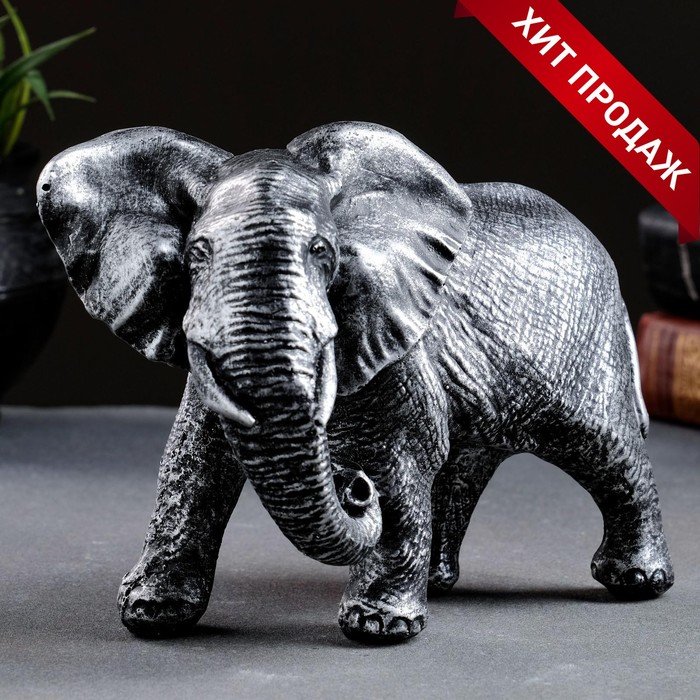Фигура Слон африканский серебро, 18х7х13см