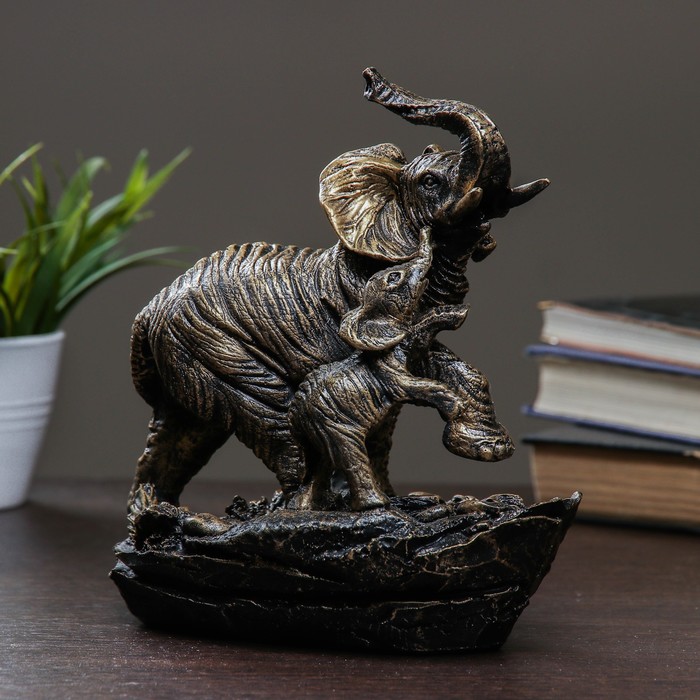 Фигура "Слон со слоненком" бронза 19х11х21см