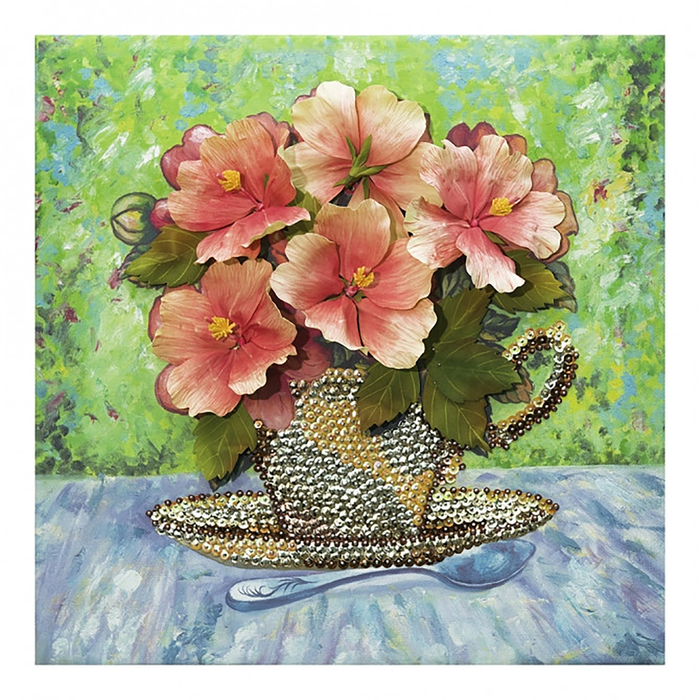 Мозаика из пайеток на холсте "Летний букет" МХ-12