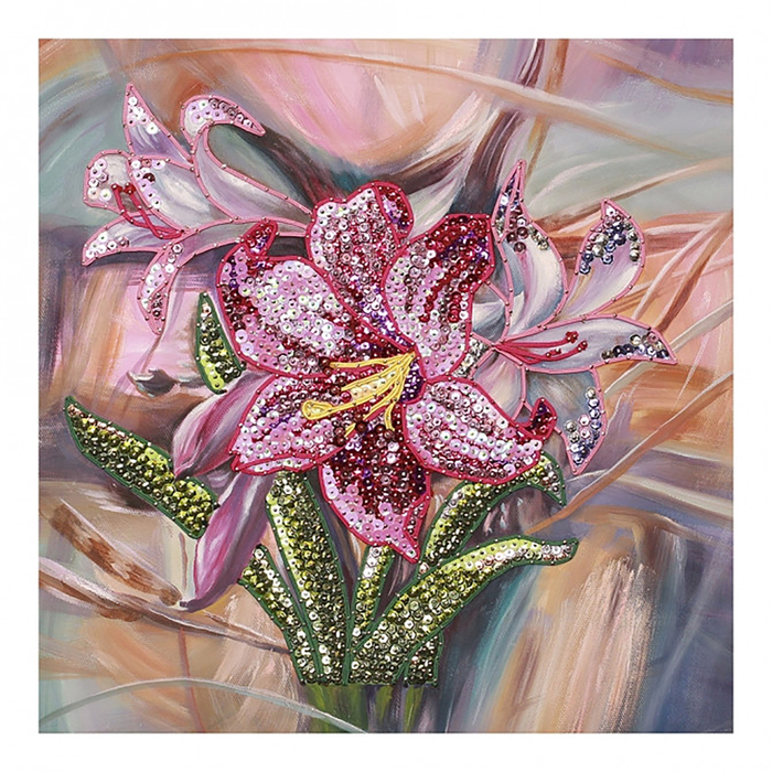 Мозаика из пайеток на холсте "Лилии" МХ-14