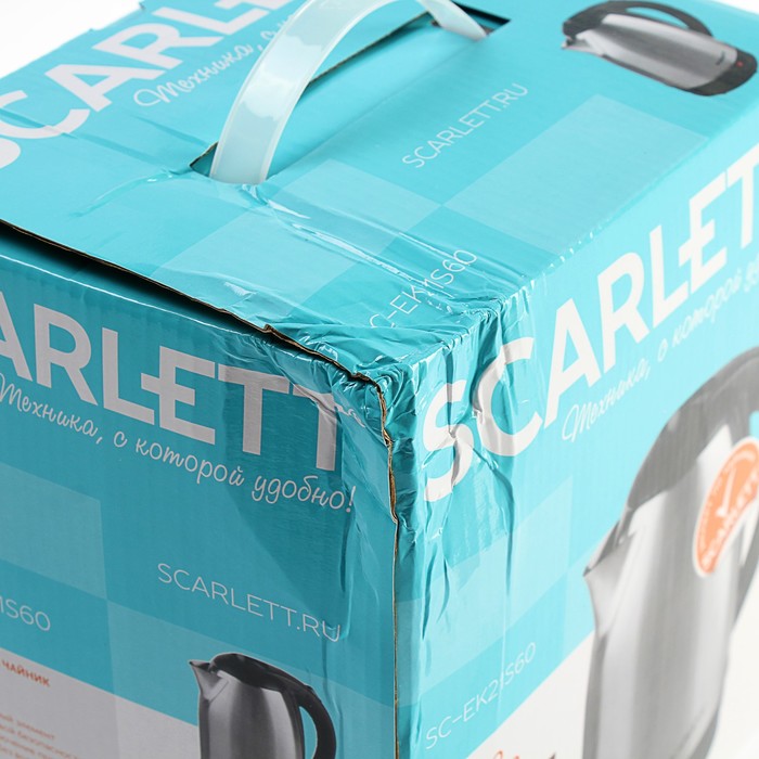 УЦЕНКА Чайник электрический Scarlett SC-EK21S60, 1800 Вт, 1.8 л, серебристый