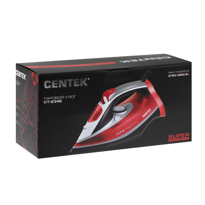 Утюг Centek CT-2346, 3000Вт, керам-ая подошва, мощный паровой удар, самоочистка, красный