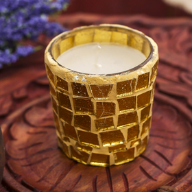 Свечка в стеклянном стаканчике 'Золотой узор' 6х4х4 см Ош