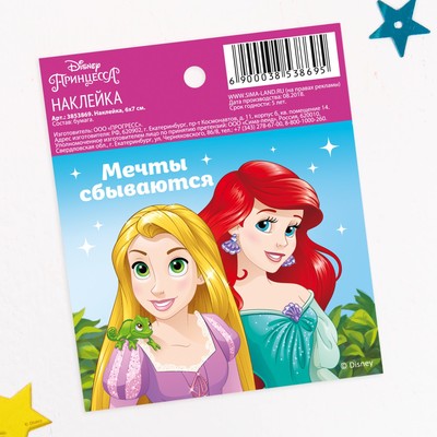 Наклейки бумажные "Мечты сбываются", Принцессы, 6х7 см