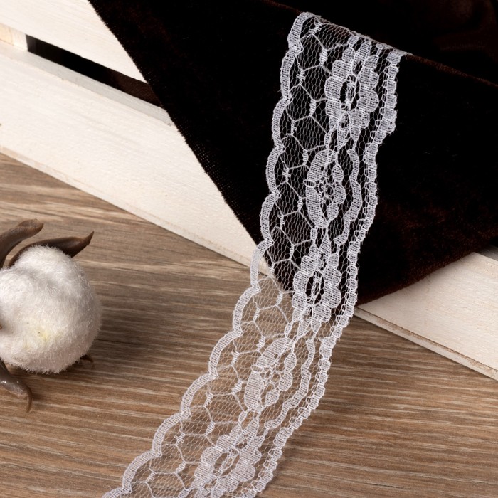 Кружево капроновое, 35мм, 10±1м, цвет белый