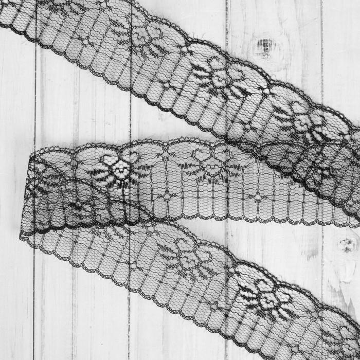 Кружево капроновое, 30мм, 10±1м, цвет чёрный