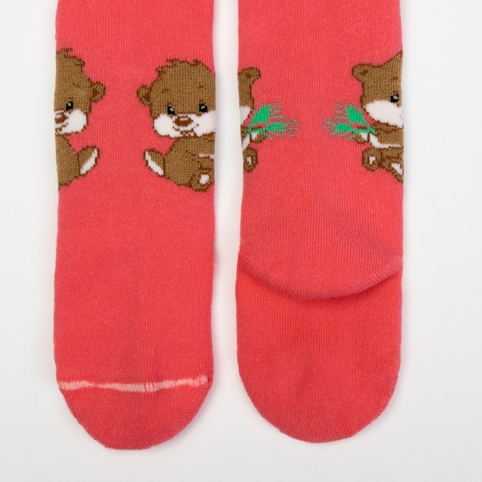 Колготки детские плюшевые ПФС70-1001, цвет коралловый, рост 74-80